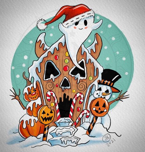 Haunted Gingerbread House, Halloween Gingerbread House, Scary Christmas, Christmas Horror, Casa Halloween, Creepy Christmas, Halloween Countdown, Christmas Pins, Mini Drawings