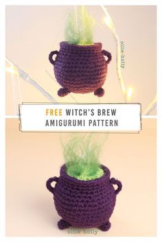 Halloween Witch Cauldron, Witch's Cauldron, Witchs Cauldron, About Halloween, Halloween Crochet Patterns, Crochet Gratis, Halloween Crochet, Free Halloween, Amigurumi Free Pattern