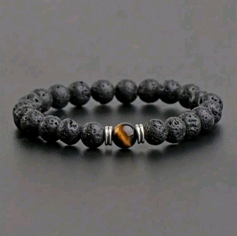 Tiger Eye & Lava Stone Beaded Bracelet Lava Stone Is Great To Add Essential Oil To!!! New Ships Within 1 Business Day. All Sales Are Final. Lava Bead Jewelry, Lava Rock Jewelry, Lava Rock Bracelet, Lava Bead Bracelet, Lava Stone Bracelet, Lava Bracelet, Diffuser Jewelry, Hematite Bracelet, Lava Beads