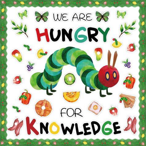 PRICES MAY VARY. Comprehensive Package: The hungry for knowledge themed classroom decorations includes 8pcs word cutouts "WE ARE FOR KNOWLEDGE", "HUNGRY", 22pcs large hungry caterpillar cutout accessories, 50pcs colorful cutouts featuring cute caterpillar, butterfly, branches and various fruits cutouts and 100pcs glue dots. This extensive collection ensures you have everything you need to create a vibrant and engaging classroom display that captures students' imaginations and interest. Educational and Engaging: These very cute hungry caterpillar cutouts are not only decorative but also educational. They can be used to teach children about the life cycle of a butterfly and caterpillar, healthy eating habits, and counting. Incorporating familiar characters from the popular children's book he Caterpillar Classroom Decor, Hungry Caterpillar Bulletin Board, Caterpillar Bulletin Board, Hungry Caterpillar Classroom, Word Cutouts, Caterpillar Butterfly, Cute Caterpillar, The Hungry Caterpillar, Door Wall Decor