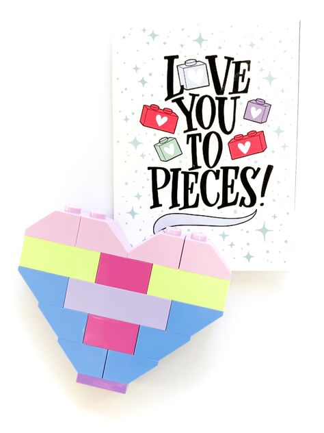 How To: LEGO Heart Valentine's Day Favor - Amanda Arneill | Hand Lettering Lego Valentine, Lego Heart, Valentines Gift Ideas, Perfect Classroom, Valentine Favors, Lego Gifts, Free Lego, Valentines Gift Bags