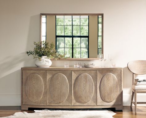 Familiar forms with a fresh, modern update. Relaxed California style with the warmth of a rustic finish. Bernhardt Aventura buffet and dining chair. Door Chest, Removable Shelves, Wood Buffet, Solid Wood Sideboard, Wood Framed Mirror, Bernhardt Furniture, Wood Sideboard, Selling Furniture, Furniture Care