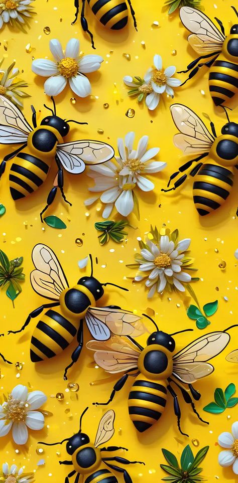 Beautiful Wallpaper For Phone Hd, Beehive Background, Bee Background, Bee Wallpaper, Simpson Wallpaper Iphone, Android Wallpaper Art, Iphone Dynamic Wallpaper, Bee Painting, Animal Illustration Art