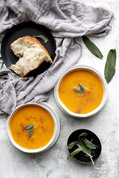 Shallot and Sage Butternut Squash Soup - Tastes of Thyme Sage Butternut Squash, Sage Soup, Squash Vegetable, Perfect Lunch, Delicious Sandwiches, Squash Soup, Butternut Squash Soup, Delicious Soup, Shallots