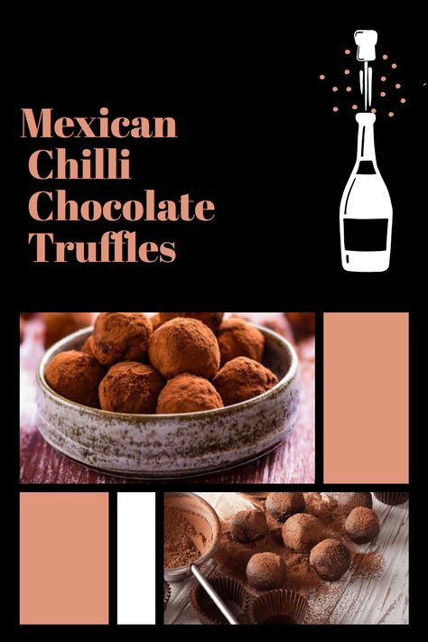 Embark on a journey where fiery Mexican chilies and rich Belgian chocolate unite in these irresistible truffles. Dive into their enticing aroma, indulge in their decadent texture, and delight in their perfectly balanced sweet and spicy flavors. These truffles are the ultimate dessert to satisfy your cravings and impress your guests! Choco Truffle, Chilli Chocolate, Mexican Chilli, Easy Truffles, Dessert Shooters, Chocolate Chili, Baked Dessert, Mexican Independence, American Chocolate