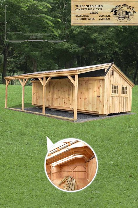 ★★★★★
John Kilburn
July 19, 2020
The whole project has been fun and well worth the money.
Shelter your riding lawn mower, ATV or motorcycle from the elements. An outbuilding gives you a convenient place to store the equipment you need to keep your home’s landscape looking good. #storageshed #jcs #madevermont #vermont #jamaicacottageshop #tinyhousedesign  #minimalist #sheds #ATV’s #snowmobiles #tractors #lawnmowers #sportsequipment #threesledshed
Check out our "Three Sled Shed" spec sheet here: Atv Storage Shed, Riding Mower Shed, Riding Lawn Mower Storage, Lawnmower Shed, Tractor Shed Ideas, Lawn Equipment Storage, Mower Storage, Farm Equipment Storage, Equipment Shed