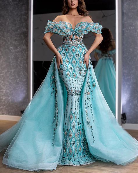 Flash Sale Gown With Detachable Train, Crystal Gown, Baju Kahwin, Off Shoulder Evening Dress, Ice Dresses, Dress Wedding Party, Outfits Dress, Mini Dress Fashion, فستان سهرة