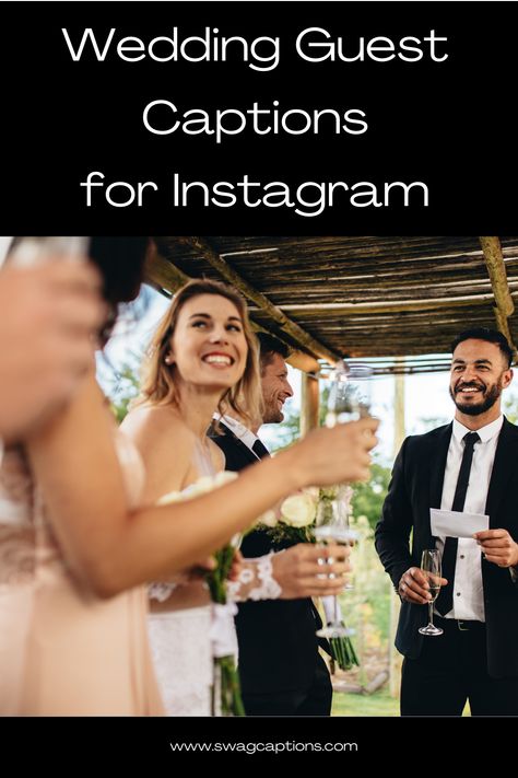 Looking for the perfect captions for your wedding guest pictures on Instagram? We've got you covered! Explore our collection of heartfelt and fun wedding guest captions to enhance your special moments. Say it all with the right words! #WeddingGuestCaptions #InstagramCaptions #WeddingGuestPictures #MemorableMoments #SpecialOccasion #WeddingVibes #Celebration #LoveInTheAir #WeddingParty #FriendsAndFamily #CapturingJoy #CherishedMemories Forever Wedding Date Captions, Wedding Guest Photo Captions Instagram, Insta Captions For Wedding Guest, Wedding Photo Dump Captions, Wedding Captions For Instagram Guest Funny, Wedding Season Captions For Instagram, Wedding Date Captions Instagram, Wedding Guest Captions Instagram, Wedding Guest Quotes Instagram