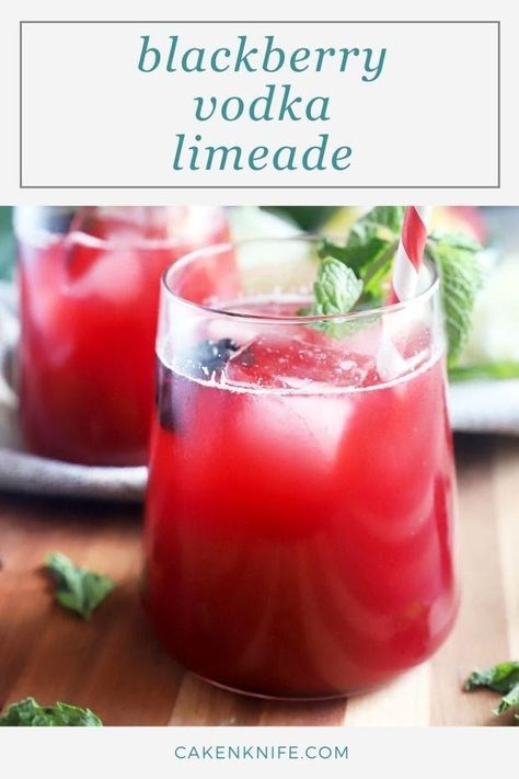 Limeade Cocktail, Blackberry Vodka, Blackberry Cocktail, Limeade Recipe, Yummy Summer Cocktails, Cocktail Cake, Blackberry Syrup, Strawberry Vodka, Summer Coolers