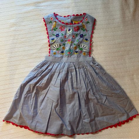 This Listing Is For A New With Tags Beautiful Light Blue Mini Boden Pinafore Dress With A Red Trim. Size 6-7. 4 Year Girl Dress, British Flag Dress, Blue Pinafore Dress, Yellow Eyelet Dress, Christmas Tunic, Dinosaur Dress, Mini Boden Dress, Girls Cotton Dresses, Fish Dress