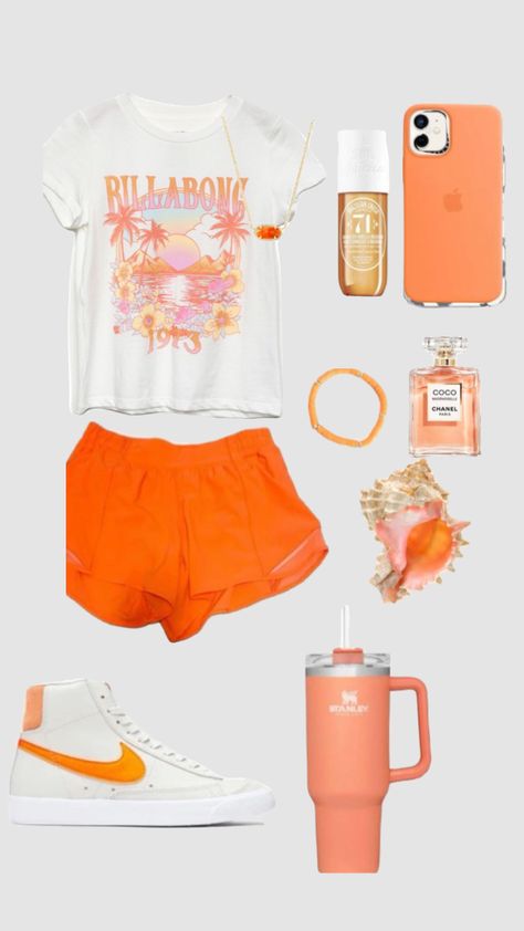 Orange Summer Outfits, Girls Outfit Ideas Summer, Preppy Orange, Orange Outfits, Cute Middle School Outfits, Middle School Outfits, Orange Fits, Orange Outfit, Dream Outfits