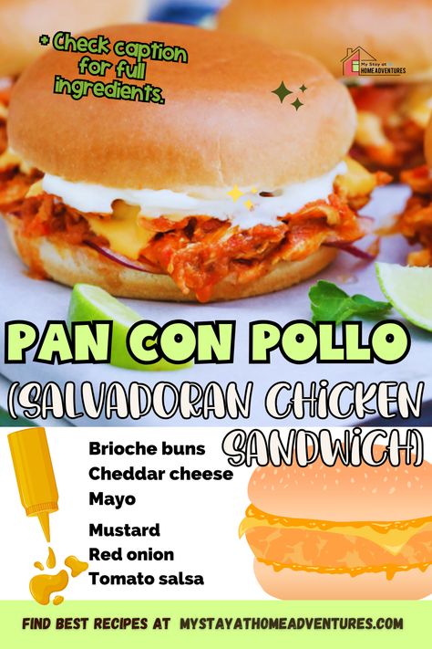 Pan con Pollo, a staple in Latin American cuisine, is a mouth-watering sandwich featuring juicy chicken and a delicious combination of toppings, all nestled between two slices of bread. The name literally translates to “bread with chicken,” but this sandwich is so much more than that. Tomato Onion Salsa, Pollo Recipe, Sandwiches Recipes, Classic Sandwich, Brioche Buns, Delicious Sandwiches, Crushed Tomatoes, Juicy Chicken, Chicken Sandwich