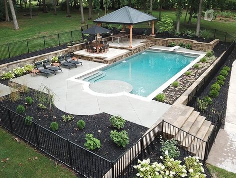 Vinyl Liner Pool Option: Steps - Latham Pools - CA Pool Plans, Custom Inground Pools, Latham Pool, Portable Swimming Pools, Small Inground Pool, Geometric Pool, Freeform Pools, Swimming Pool Photos, Pool Shapes