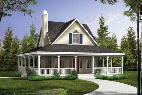 Mediterranean Style House Plan - 4 Beds 2.5 Baths 2539 Sq/Ft Plan #72-485 - Houseplans.com Victorian House Plan, Southern Style House Plans, House Plans One Story, Casas Coloniales, Country Style House Plans, Design Blogs, Style Cottage, Country House Plan, Wrap Around Porch