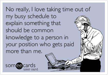 No really, I love taking time out of my busy schedule to explain something that should be common knowledge to a person in your position who gets paid more than me. Work Sarcasm, Hr Humor, Lab Humor, Workplace Humor, Common Knowledge, Office Humor, Work Memes, Laugh Out Loud, Memes Humor