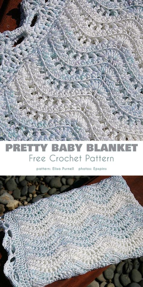 Pretty Baby Blanket Crocheted Baby Blankets, Motifs Afghans, Fun Blanket, Crochet Feather, Baby Afghan Crochet Patterns, Easy Crochet Baby Blanket, Confection Au Crochet, Blanket Ideas, Easy Crochet Baby