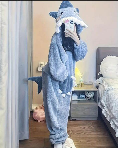 Cute Pj Outfits, Kawaii Shark, Shark Onesie, Trippy Clothes, Cotton Night Dress, Cute Onesies, Cosy Outfit, Cute Pjs, Men Closet