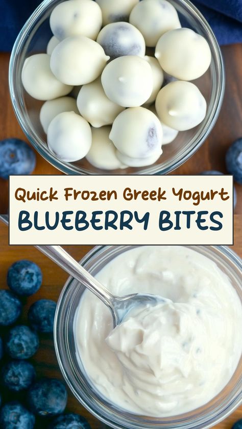 Indulge in a guilt-free sweet treat with these Frozen Greek Yogurt Blueberry Bites! These refreshing and flavorful bites are perfect for satisfying your dessert cravings. Made with wholesome ingredients, they're a healthy option that everyone will love. Whip up a batch to have on hand for when you need a refreshing snack or post-dinner dessert. These frozen treats are great for satisfying your sweet tooth without any of the guilt! Treat yourself to these delicious Frozen Greek Yogurt Blueberry B Keto Blueberry Yogurt Protein Bites, Geek Yogurt Recipes, Recipes Using Greek Yogurt Desserts, Desserts Using Greek Yogurt, Yogurt Desserts Healthy, Snacks With Blueberries, Healthier Kids Snacks, Greek Yogurt Meals, Healthy Recipes With Yogurt