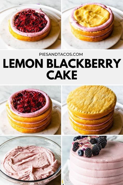 Blackberry Sponge Cake, Lemon Jam Cake, Blackberry And Lemon Cake, 6in Round Cake, Lemon Honey Cake, Lemon Berry Cake, Lemon Blackberry Cake, Blackberry Curd, Cake With Jam