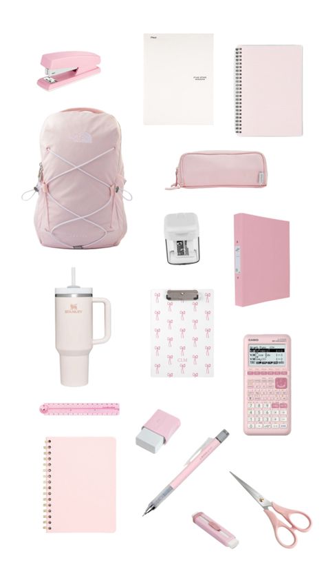 #pink #backtooschool #aesthetic #inspo #softgirl Back Too School, Pink School Supplies, Back To School Supplies, What To Pack, Soft Girl, School Supplies, Back To School, High School, Bts