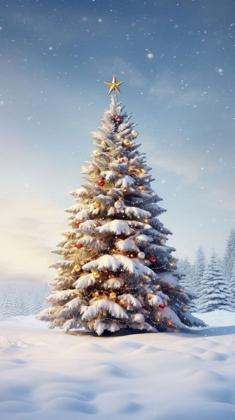 Christmas tree plant snow | premium image by rawpixel.com / nattha Wallpaper Winter Iphone, Christmas Tree In Snow, Winter Iphone Wallpaper, Christmas Wallpaper Iphone, Christmas Tree Plant, Snowy Field, Christmas Tree Images, Winter Iphone, Christmas Tree Wallpaper