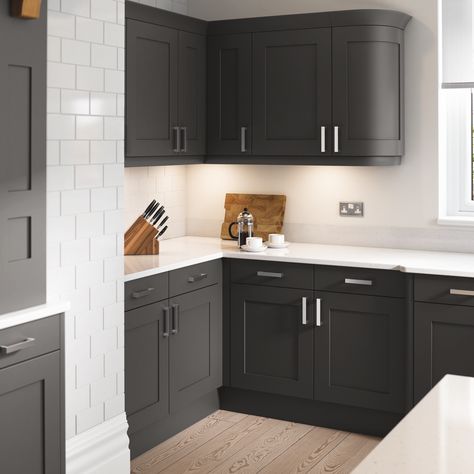 anthracite kitchen Matt Finish Kitchen, Anthracite Kitchen, Charcoal Kitchen, Shaker Door Styles, Door Company, Kitchen Door, External Doors, Shaker Kitchen, Kitchen Inspiration Design