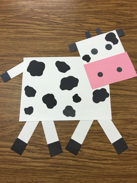 Cow Art And Craft Preschool, Farm Animal Shapes, Cow Themed Crafts, Farm Theme Arts And Crafts, Cow Crafts For Preschoolers, Cow Art For Toddlers, Cow Art And Craft, Preschool Farm Crafts Art Projects, Cow Art For Kids