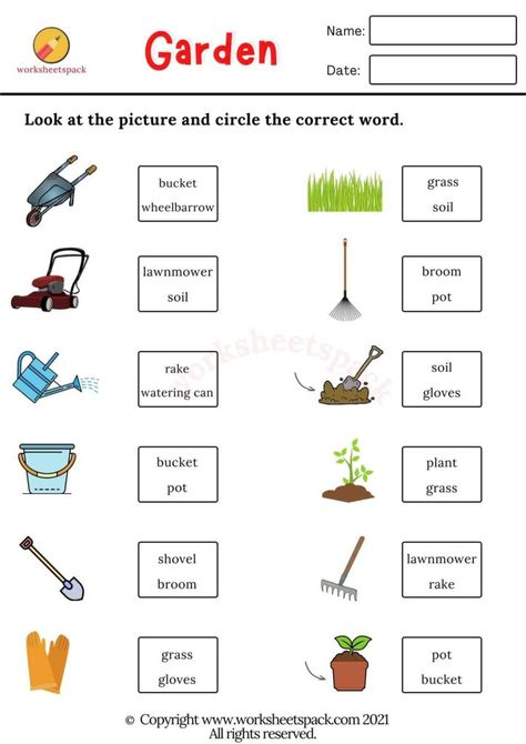 Garden Vocabulary English, Gardening Lessons For Kids, Gardening Worksheets, Garden Worksheet, C1 English, Gardening Infographic, Telling Time Activities, Plants Worksheets, Unscramble Words