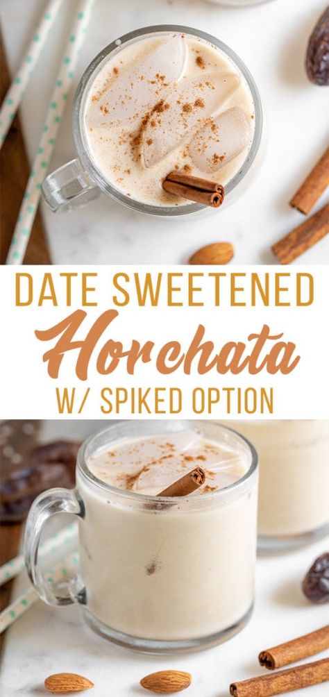 This Easy Vegan Horchata is our favorite homemade horchata recipe! It's naturally sweetened with dates, made creamy with rice milk and almond milk, and requires just 25 minutes of prep. You won't miss the dairy milk! Spiked Horchata, Vegan Horchata Recipe, Vegan Horchata, Simple Drinks, Mexican Horchata, Homemade Horchata, Horchata Recipe, Thyroid Support, Homemade Almond Milk