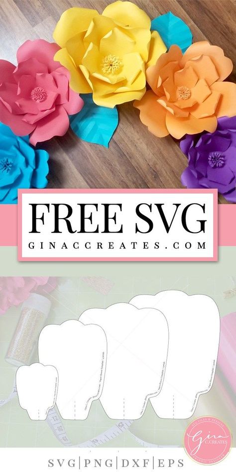 free svg & printable paper flower template Paper Flower Printable Templates, Free Paper Flower Templates, Flower Petal Template, 3d Templates, Flower Templates Printable, Paper Flower Patterns, Stunning Flowers, Fleurs Diy, Large Paper Flowers