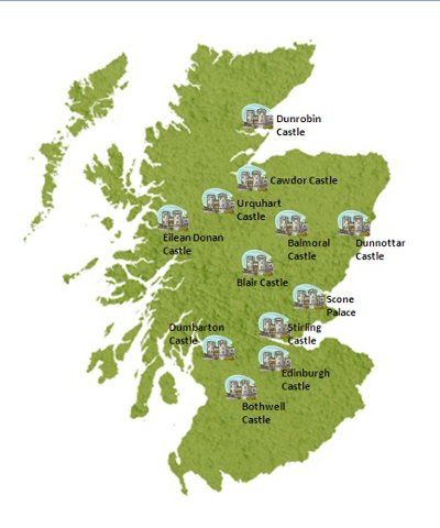 Map of the location of several Scottish castles Link To The Past, Scotland Vacation, Scotland History, Scotland Map, Scotland Trip, Scotland Forever, Ireland Trip, Bonnie Scotland, Castles In Scotland