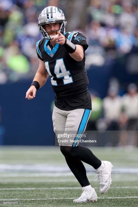 Andy Dalton of the Carolina Panthers reacts after a touchdown pass... News Photo - Getty Images Lumen Field, Andy Dalton, Penrith Panthers, Seattle Washington, Carolina Panthers, Seattle Seahawks, Nfl Football, Seattle, Getty Images