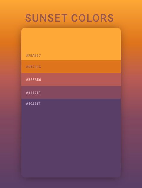 Best Pantone Color Palettes, Sunset Color Gradient, Heat Color Palette, Sunset Pantone Colour Palettes, Sunlight Color Palette, Oat Color Palette, Solar Color Palette, Css Color Palette, Sunset Gradient Color Palette