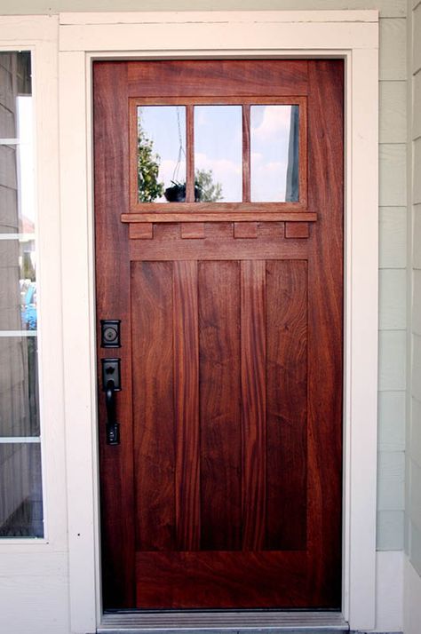 This door is awesome...and I think we could even pull it off on your 70s split level. Exterior Remodel Before And After, Oversized Door, Split Level Remodel Exterior, Craftsman Entry, Laundry Door, Craftsman Style Doors, Split Level Remodel, Split Entry, Craftsman Door