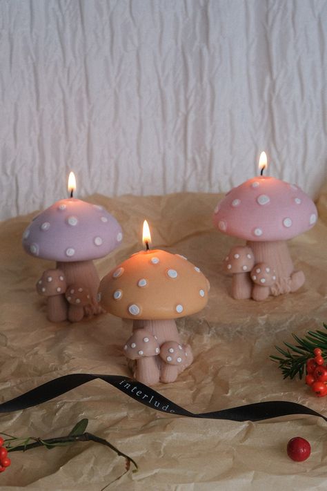 Step into the enchanting realm of our Mushroom Shaped Candle, a unique and hand-painted wonder that comes in a variety of delightful colors. This whimsical candle effortlessly invokes cottagecore and fairy vibes, adding a touch of mystical charm to any space. With its captivating design, it's more than just a candle; it's a piece of art that brings a touch of the magical forest to your home every time you light it. Explore the enchantment and add a touch of wonder to your space with this extraordinary candle. Candle dimensions: 9 x 10 cm Fairy Themed Decorations, Forest Fairy Decor, Cute Mushroom Things, Candle Mushroom, Mushroom Candles, Mushroom Things, Vintage Mushroom Decor, Cottagecore Decorations, Mushroom Candle