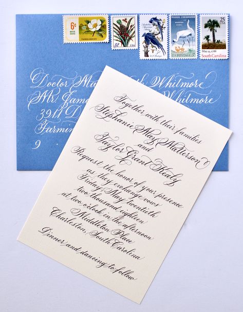 Kennebunkport Wedding, Fun Calligraphy, Calligraphy Welcome, Calligraphy Invitation, Script Wedding Invitations, Copperplate Calligraphy, My Schedule, Traditional Wedding Invitations, Invitation Calligraphy