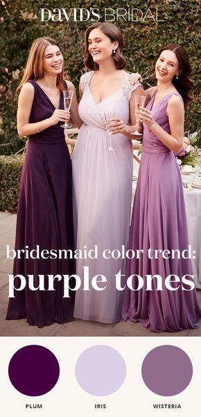 Let's pick some violets! David’s Bridal brings you purple bridesmaid dresses in chiffon, lace, mesh, and more, with 50+ colors to choose from. Purple Brides Made Dresses, Purple And Pink Wedding Theme, Pink And Purple Bridesmaid Dresses, Light Purple Bridesmaid Dresses, Choose Wedding Dress, Davids Bridal Bridesmaid, Purple Bridesmaid, Bridesmaid Colors, Mismatched Bridesmaids