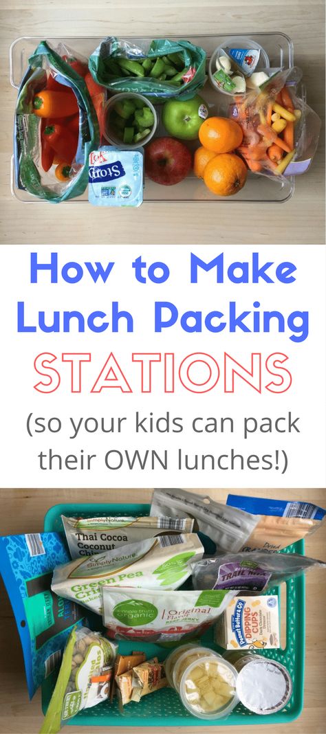 How to Make Lunch Packing Stations (so your kids can pack their OWN lunches!) via @https://www.pinterest.com/rmnutrition/ Lunch Packing Station, Lunch Station, School Lunch Prep, Kids Lunch Containers, Pack Lunches, Lunch Packing, Make Lunch, Packing Station, Lunch Prep