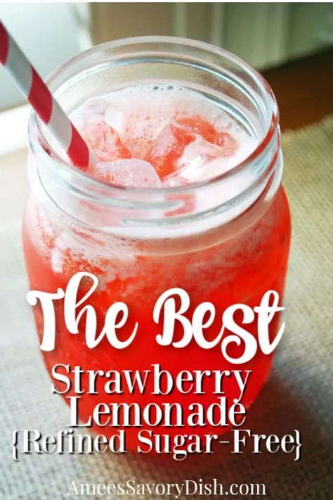 Stevia Lemonade Recipe, Sugar Free Lemonade Recipe, Summer Drinks Nonalcoholic, Healthy Lemonade, Sugar Free Lemonade, Homemade Strawberry Lemonade, Amazing Cocktails, Strawberry Lemonade Recipe, Homemade Lemonade Recipes