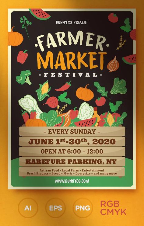 Farmers Market Advertisement, Farmers Market Poster Design, Food Market Poster, Farmers Market Flyer, Farmers Market Poster, Mobile Food Pantry, Sorority Recruitment Themes, Farm Poster, Farmers Market Sign