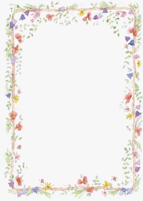 Border Paper Printable, Flower Border Clipart, Flower Border Png, Molduras Vintage, Wedding Borders, Scrapbook Frames, Page Borders, Floral Border Design, Flower Invitation