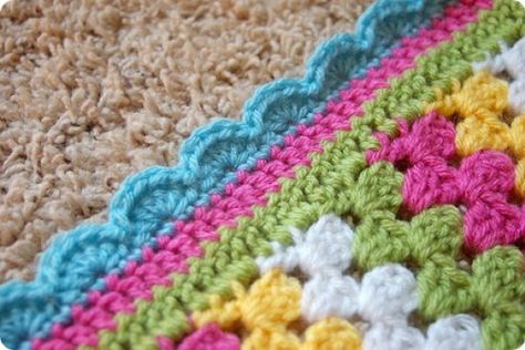 IMGP3358 edit Crochet Edging Pattern, Granny Stripe Blanket, Crochet Blanket Edging, Granny Stripe, Stripe Blanket, Crochet Edgings, Crochet Stitches For Blankets, Crochet Edging Patterns, Easy Crochet Blanket