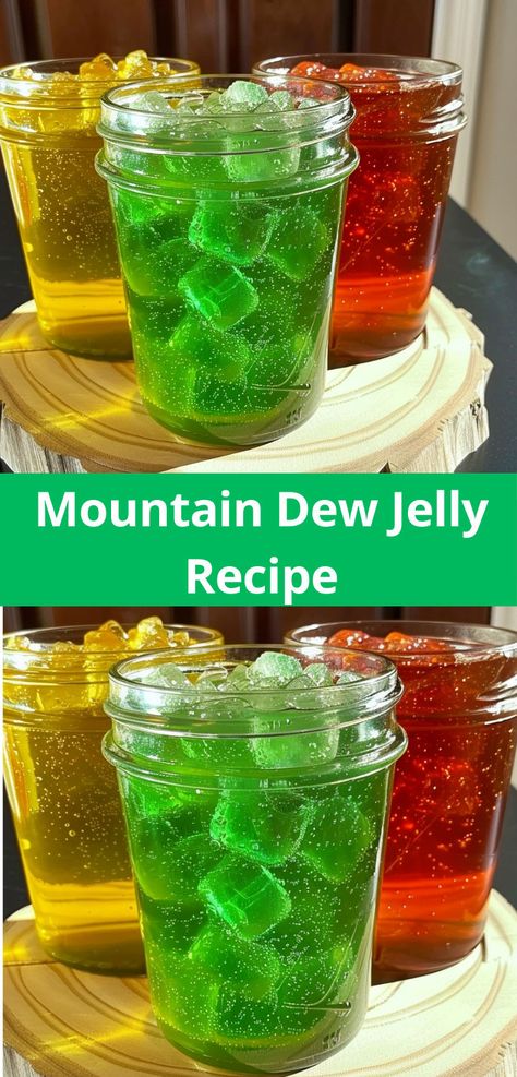 Searching for new dessert ideas? Make Mountain Dew Jelly! This fun and refreshing recipe is a unique twist on traditional jelly desserts. Mt Dew Jelly Recipe, Mountain Dew Jelly Recipe, Mountain Dew Jelly, Christmas Jelly Recipe, Jellies And Jams, Unusual Jams And Jelly Recipes, Rosemary Jelly Recipe, Key Lime Cookie Recipe, Key Lime Cookies