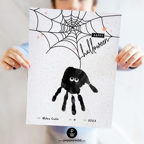 Handprint Spider, Handprint Printable, Halloween Handprint, Happy Names, Handprint Art, Halloween Spider, Hand Print, Diy For Kids, United States