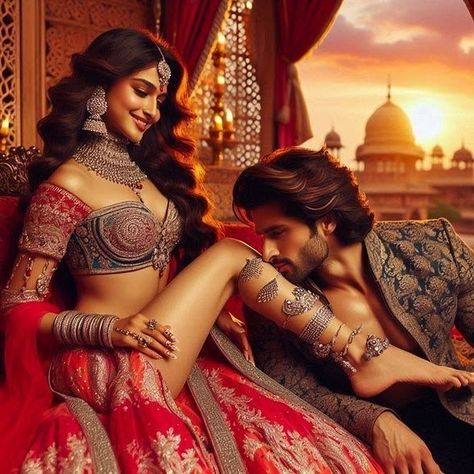 Indian Queen, Red Jewellery, White Lehenga, Indian Women Painting, Romantic Couples Photography, Dreamy Photography, Couple Romance, Romantic Images, Half Body