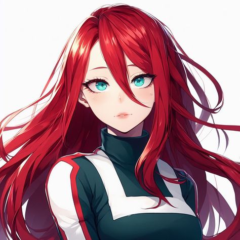 Mha Ocs, Red Hair Green Eyes, Crimson Hair, Red Hair Blue Eyes, Shoujo Girl, Mha Oc, Redhead Girl, Anime Oc, Green Hair