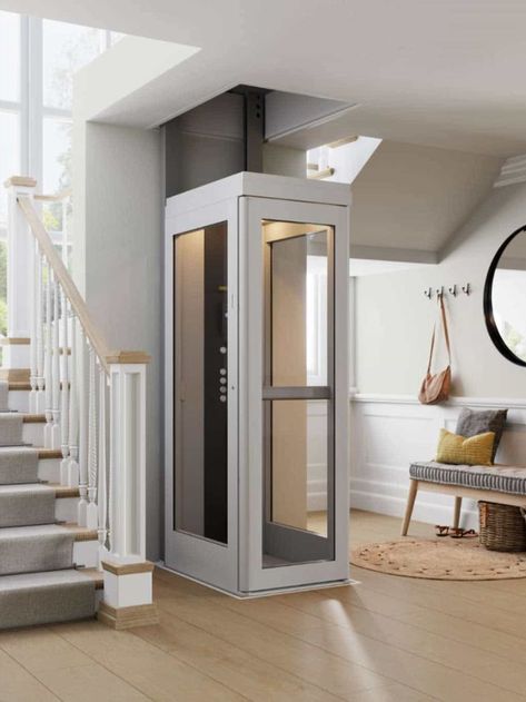 In-Home Elevator. Pictured: Pollock Elevator Elevator Home, Residential Elevator, Accessible House, Home Elevator, Home Lift, House Lift, Silo House, Elevator Interior, Elevator Design