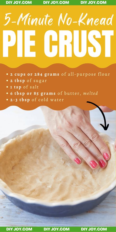 Easy No-Knead 5-Minute Pie Crust Recipe Easy Fast Pie Crust, Paw Paws Pie Crust, Easy Simple Pie Crust Recipe, 5 Minute Pie Crust, One Pan Pie Crust, Skillet Pie Recipes, Margarine Pie Crust, Easy All Butter Flaky Pie Crust, Fast Pie Crust Recipe