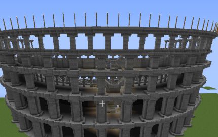 Minecraft Grand Colosseum Minecraft Grand Staircase Design, Minecraft Auditorium, Minecraft Giant Builds, Minecraft Big Statues, Minecraft Colosseum, Minecraft Schematics, Minecraft Movie, Minecraft Shops, Minecraft Seed