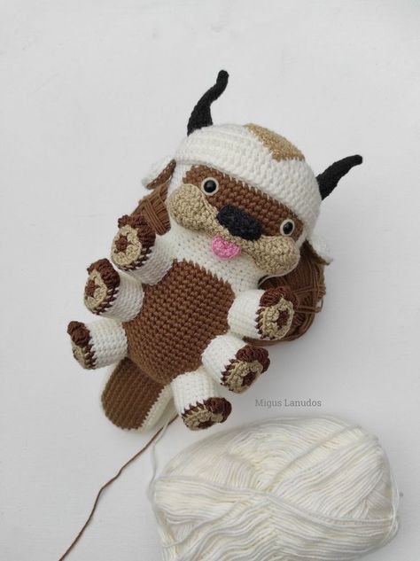 The Last Airbender Crochet, Crochet Atla, Appa Crochet Pattern, Appa Crochet Pattern Free, Appa Crochet, Appa Beanie Crochet, Appa Crochet Hat, Crochet Appa Plushie, Easy Crochet Animals